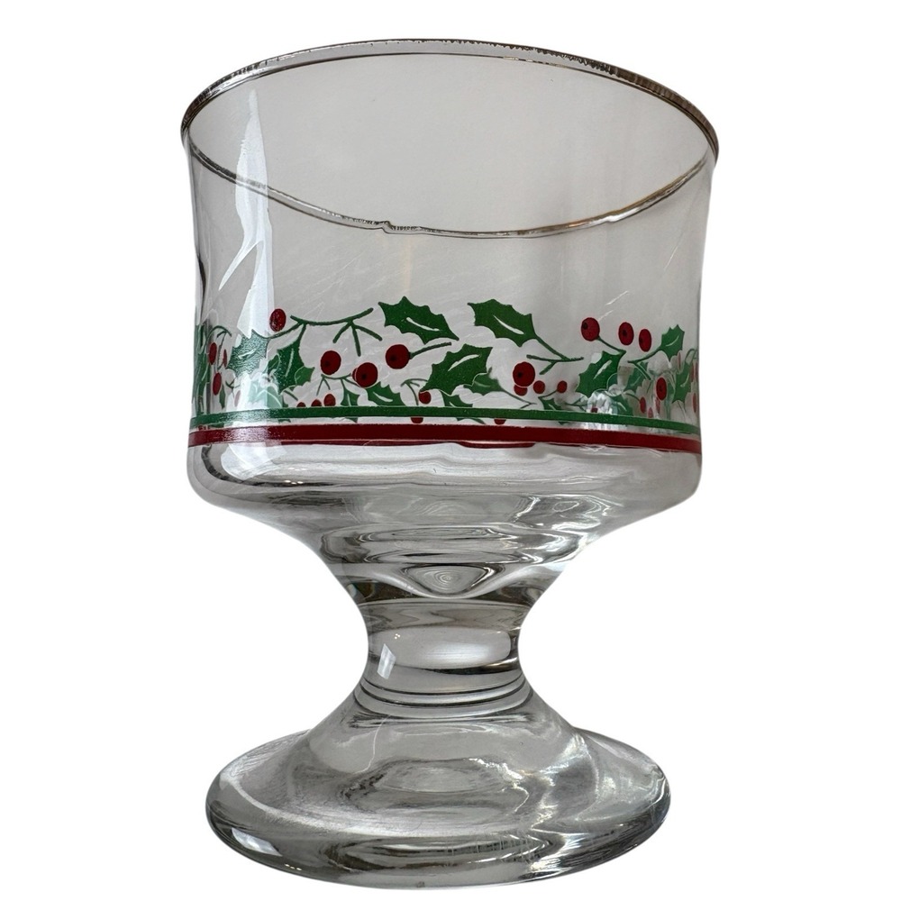 Vintage Arby's Holiday Collection Holly Berries 8‎ Oz Dessert Glass Set Of 4